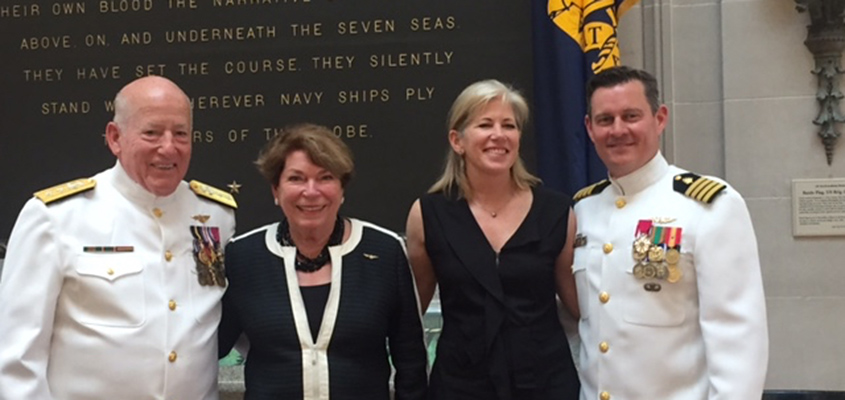Jim and Nancy Flately (left) & Mimi and Rex Kiteley (right) at the Naval Academy for a Retirement Ceremony. Jim and Nancy have six children (two of which became Navy fighter pilots along with one who served in the Supply Corps). &copy; 2016 Audra L. Gibson. All Rights Reserved.