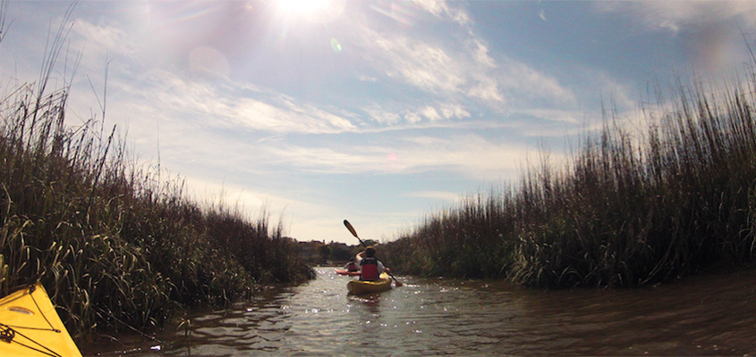 Kayaking through Bald Head Islands tidal creeks. &copy; 2014 Audra L. Gibson. All Rights reserved.