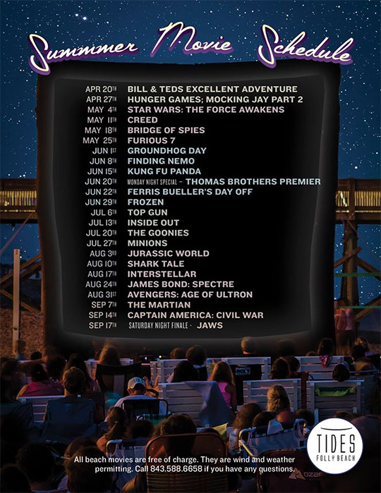 Tides Beach Movie Night Schedule Folly Beach